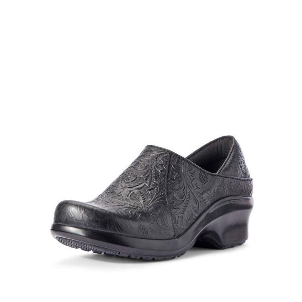 Ariat Hera Expert Clog Women's size 8.5 B Tooled Black Leather Shoe